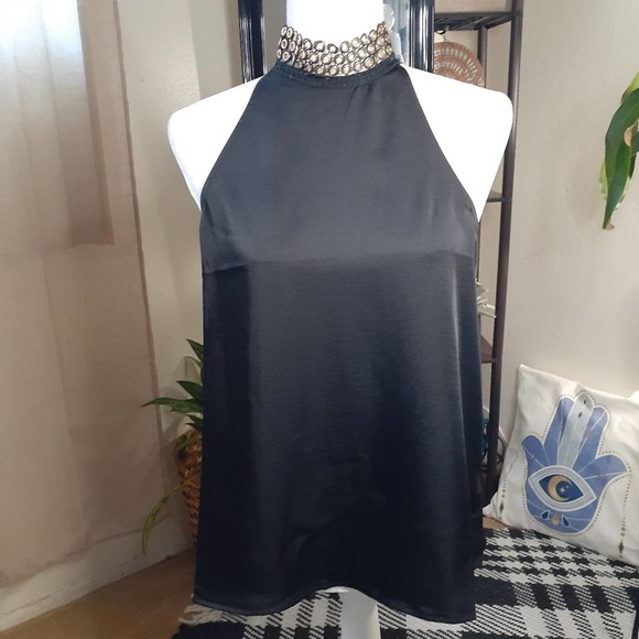 Sugarlips Tops - Sugar + Lips Black Halter Top Size S